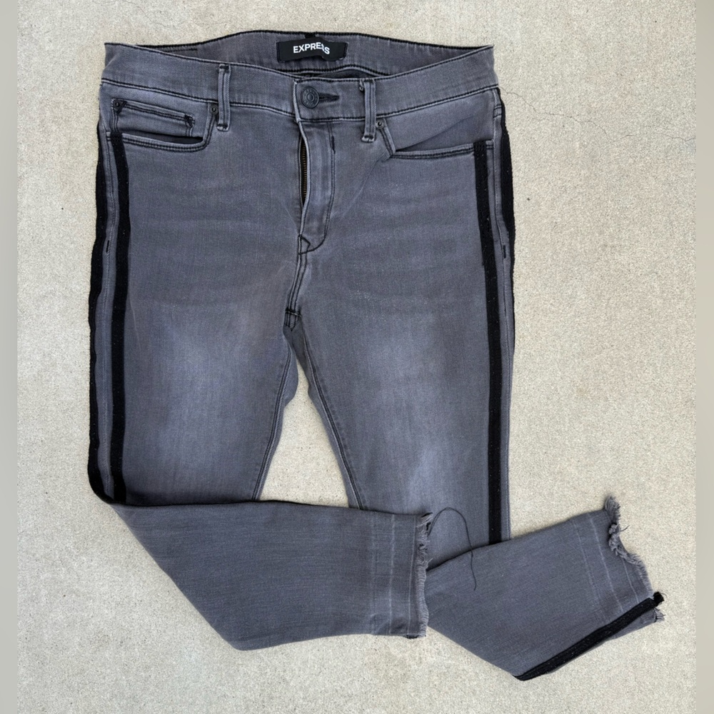 Express Washed Black/Gray Denim Leggings (Size 10S)